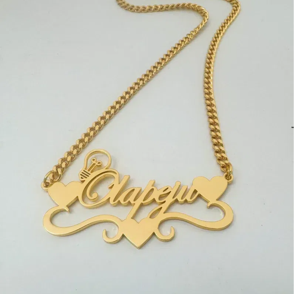 Name Necklace Custom - Handcrafted Gold Color Name Necklace Custom