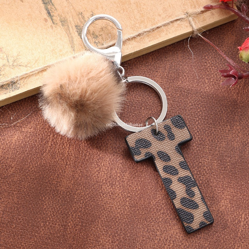 Fashion Leopard English Alphab - مراجعة Monogram Keychain Leather وسعره