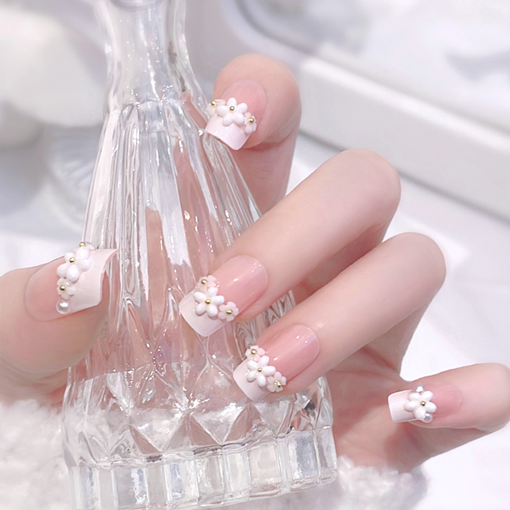24pcs Medium Long Acrylic Fake - مراجعة Pressed Flower Art وسعره