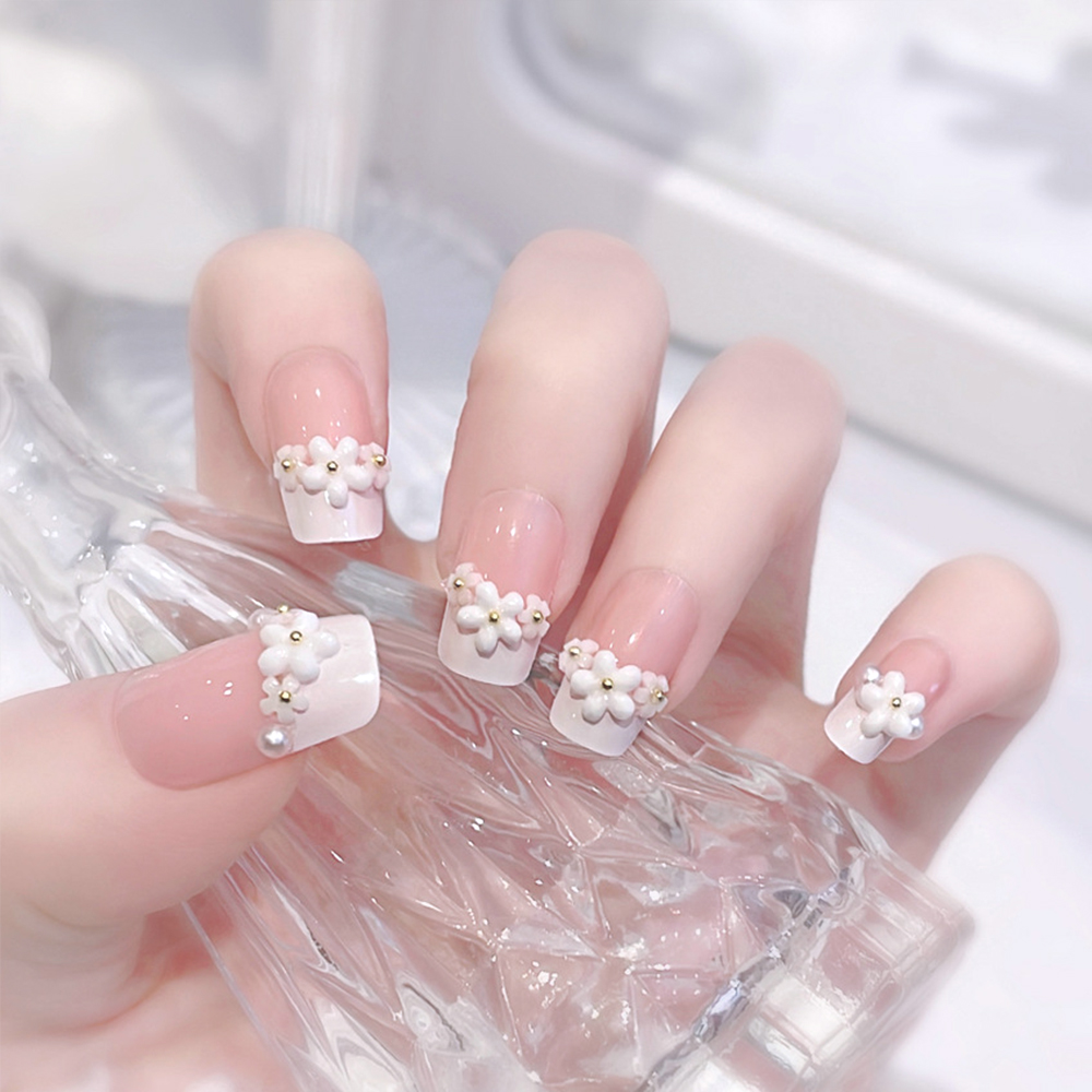 24pcs Medium Long Acrylic Fake - مراجعة Pressed Flower Art وسعره