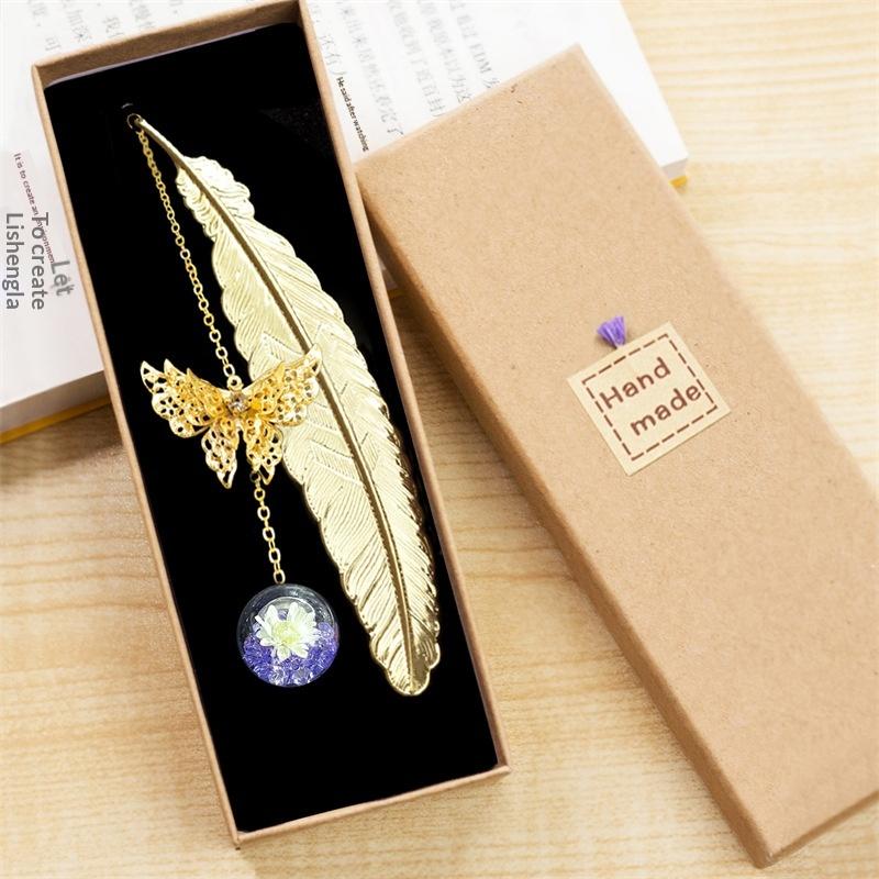 1PC Metal Bookmark Creative Im - مراجعة Dried Flower Bookmark وسعره