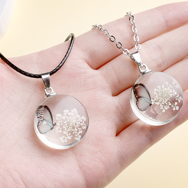 Fahion Glass Charm Real Dried  - مراجعة Birth Flower Necklace وسعره