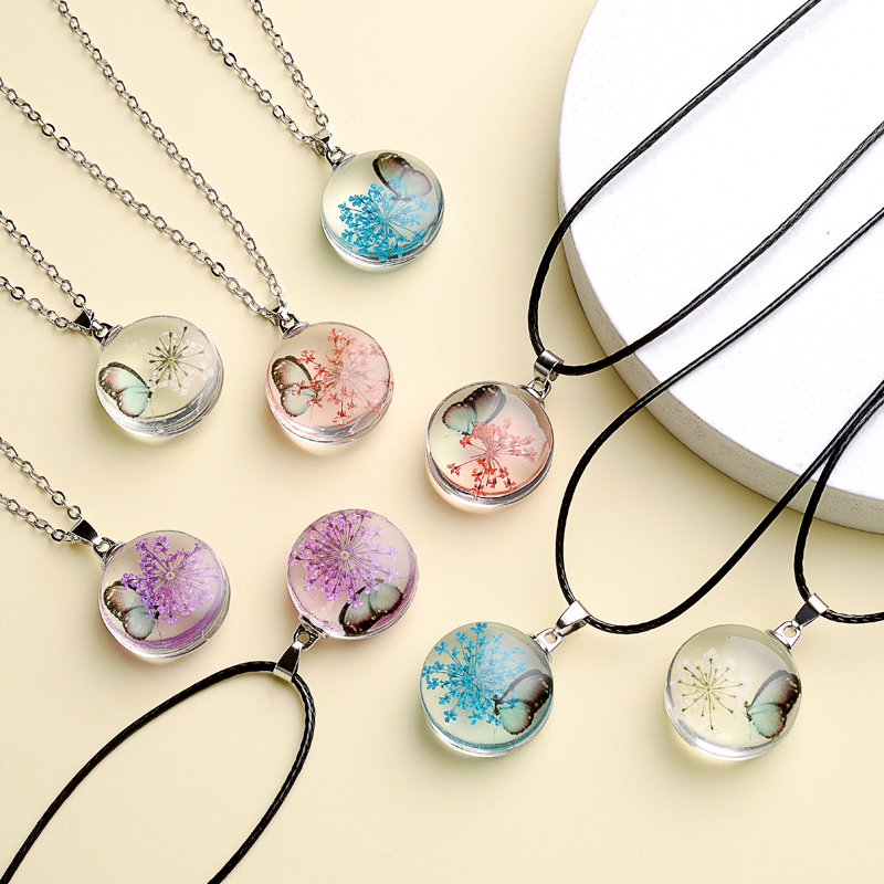 Fahion Glass Charm Real Dried  - مراجعة Birth Flower Necklace وسعره