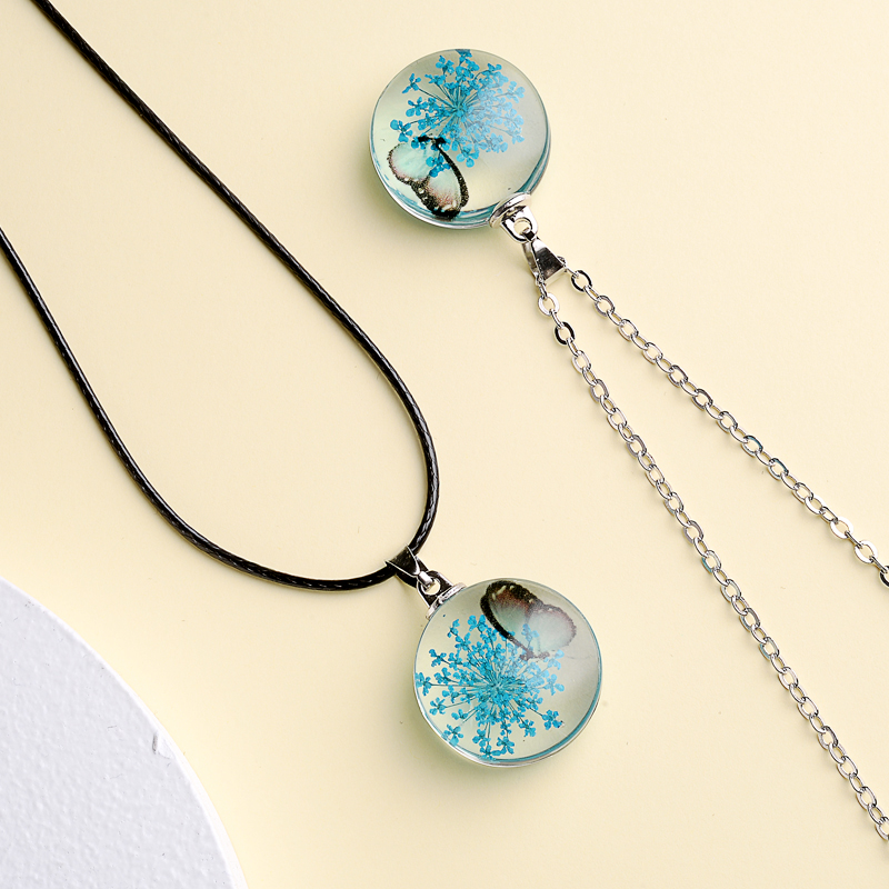 Fahion Glass Charm Real Dried  - مراجعة Birth Flower Necklace وسعره