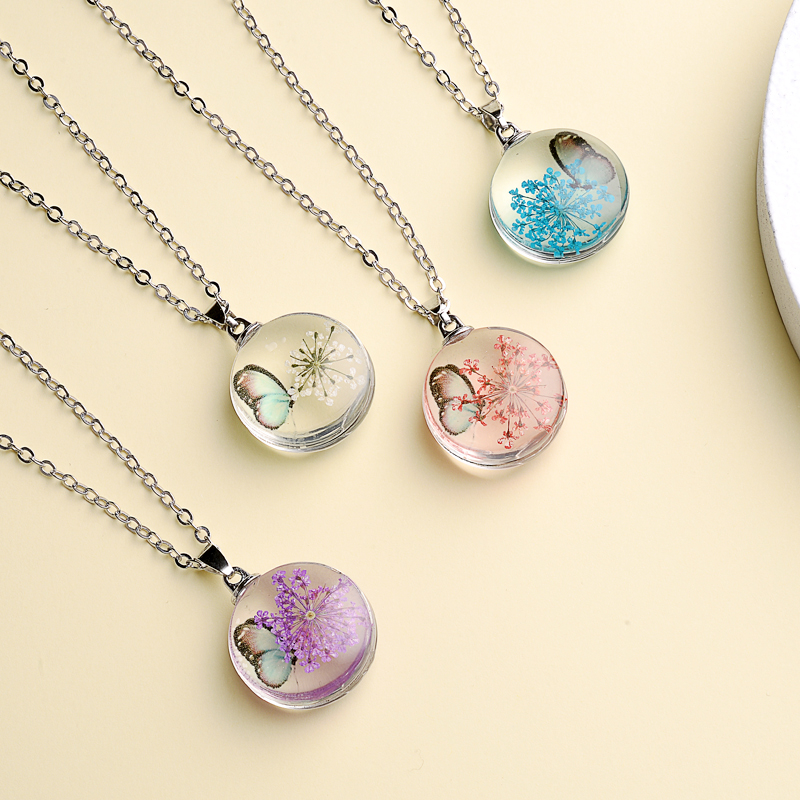 Fahion Glass Charm Real Dried  - مراجعة Birth Flower Necklace وسعره