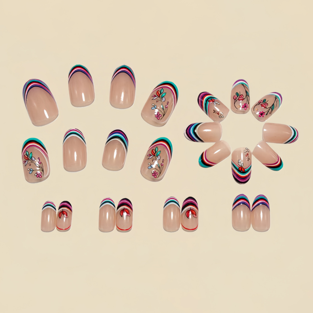 Medium fake nails for women gi - مراجعة Pressed Flower Art وسعره