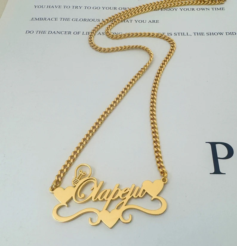 Handcrafted Gold Color Name Ne - مراجعة Name Necklace Custom وسعره