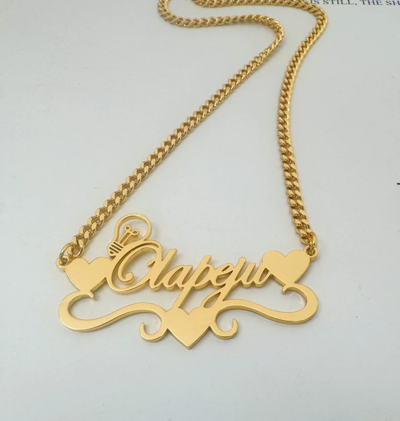 Handcrafted Gold Color Name Ne - مراجعة Name Necklace Custom وسعره