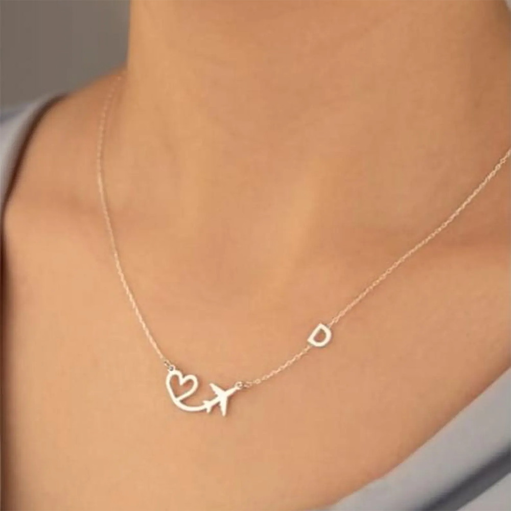 Personalized Heart Airplane In - مراجعة Name Necklace Custom وسعره