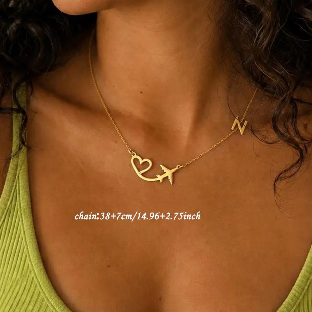 Personalized Heart Airplane In - مراجعة Name Necklace Custom وسعره