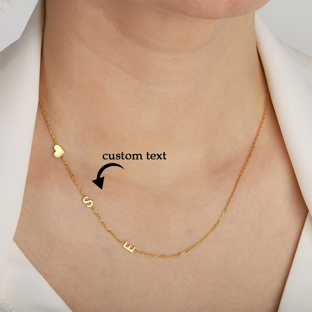 Custom Heart Sideways Letter I - مراجعة Name Necklace Custom وسعره