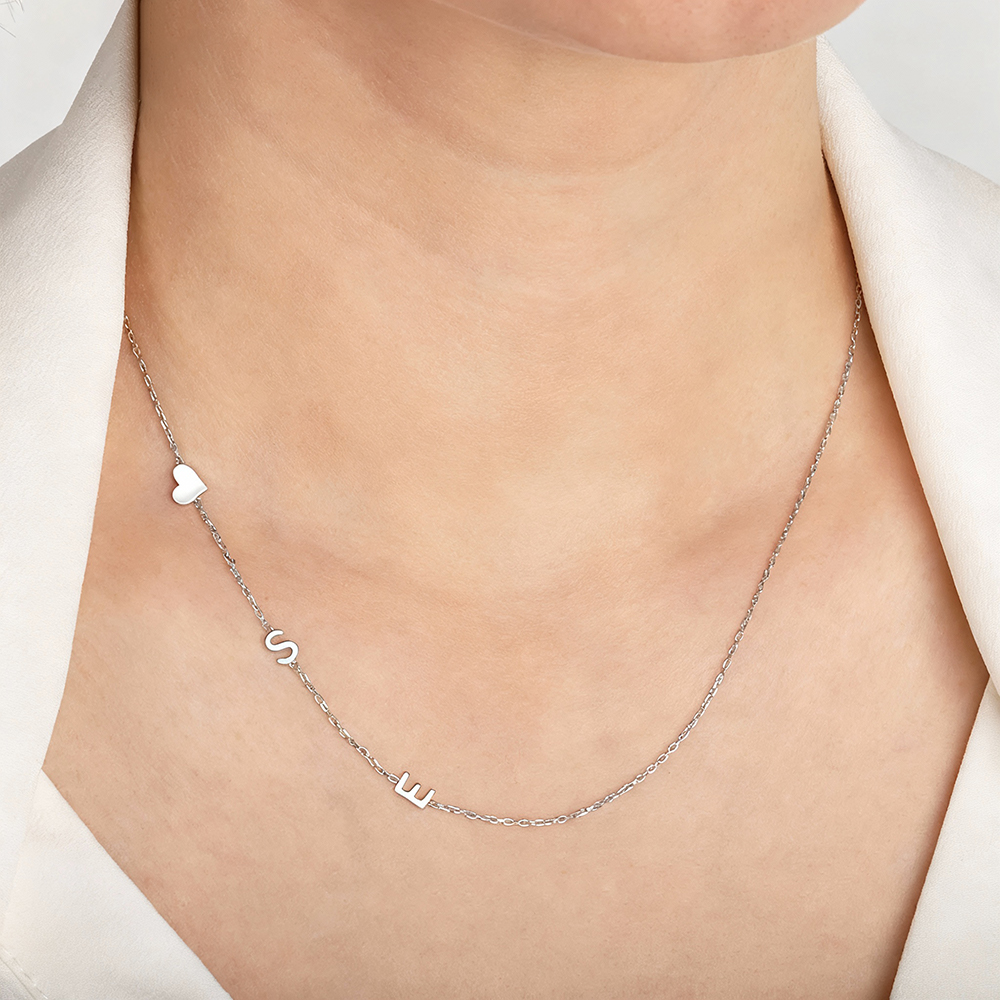 Custom Heart Sideways Letter I - مراجعة Name Necklace Custom وسعره