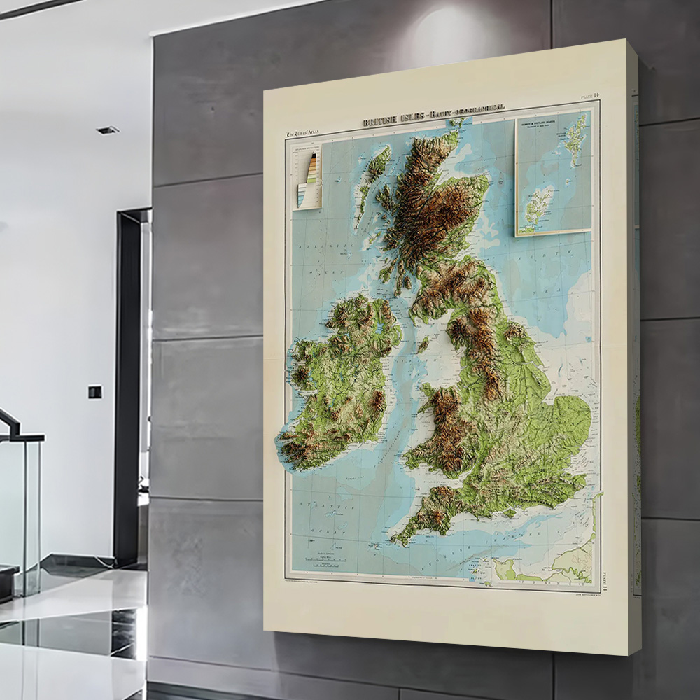 3D Relief Map of 1922 British  - مراجعة Custom Map Poster وسعره