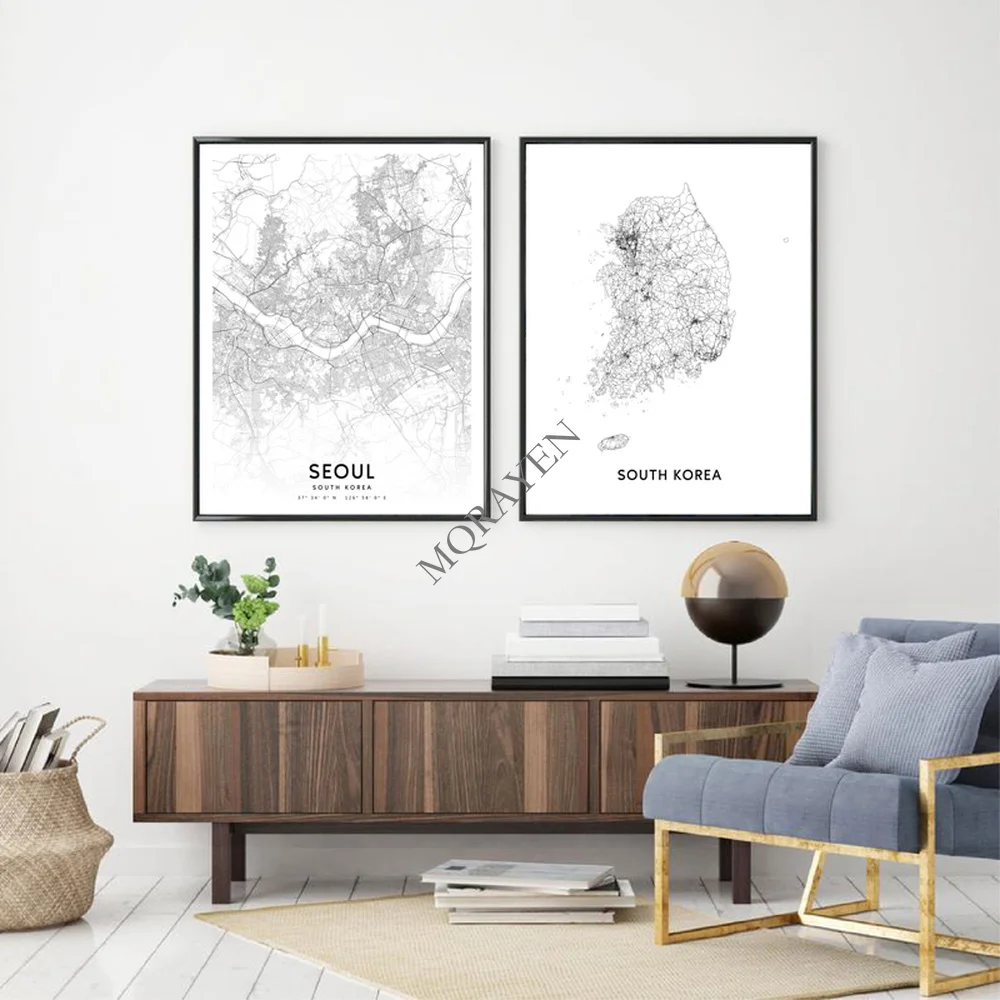 South Korea Map Black and Whit - مراجعة Custom Star Map وسعره