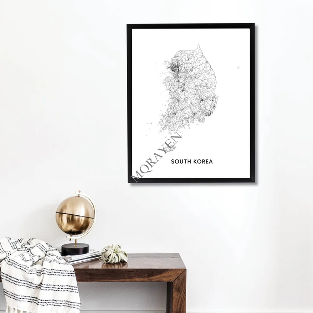 South Korea Map Black and Whit - مراجعة Custom Star Map وسعره