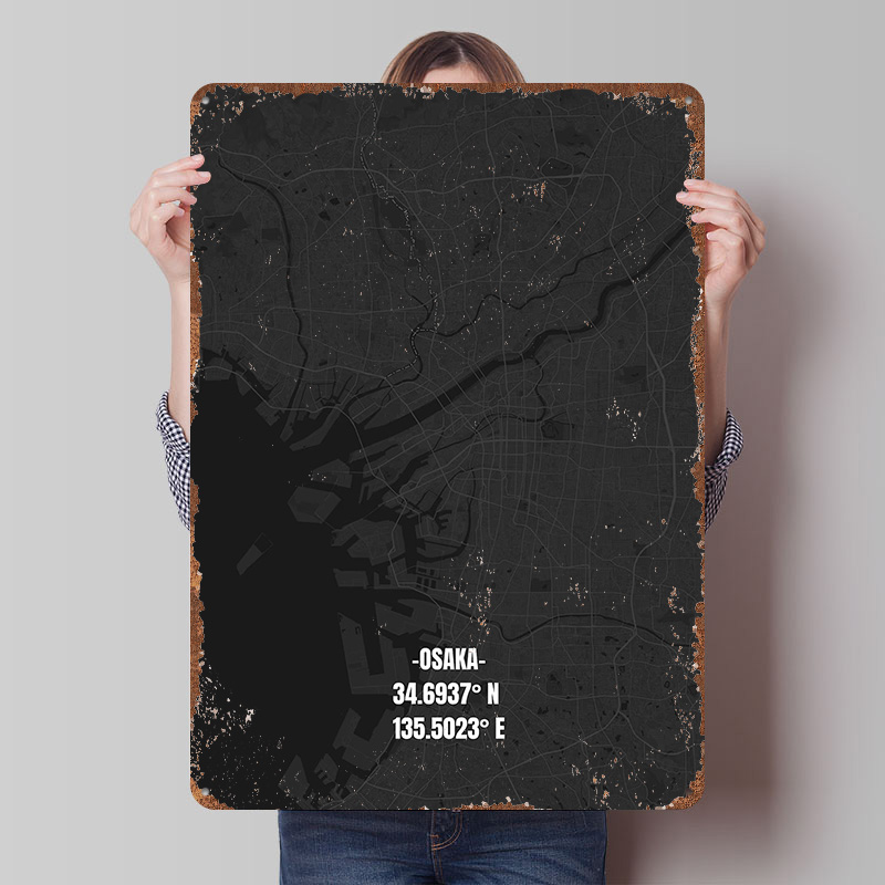Osaka City Map Tinplate Poster - مراجعة Custom Map Poster وسعره