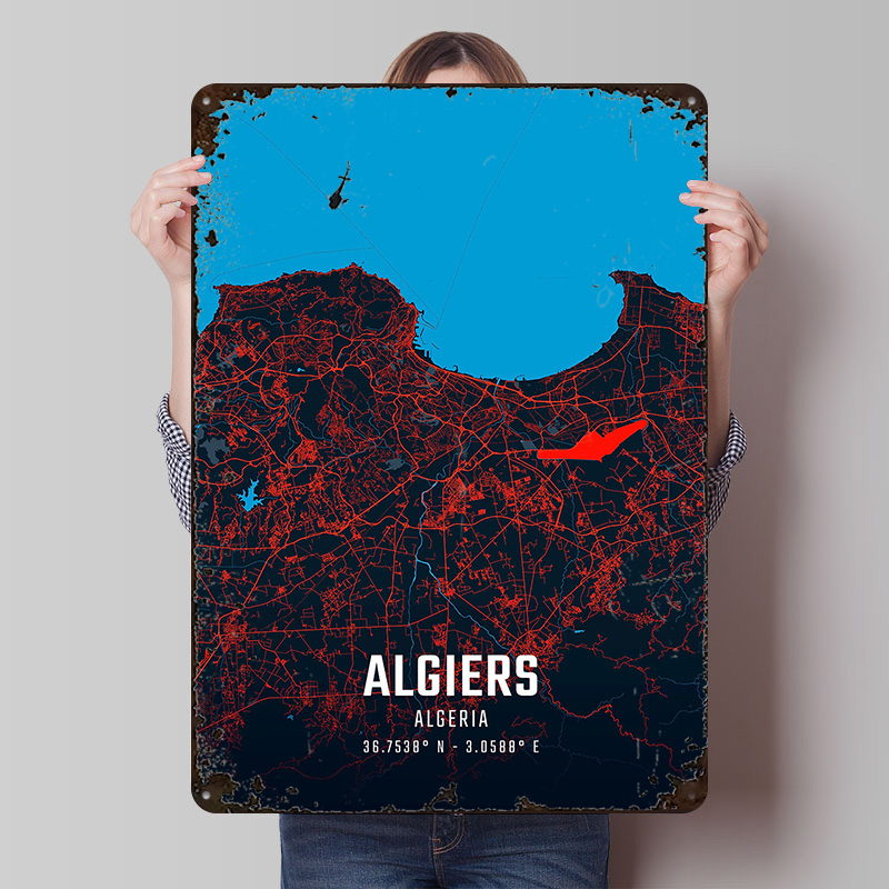 Algiers City Map Metal Poster  - مراجعة Custom Map Poster وسعره
