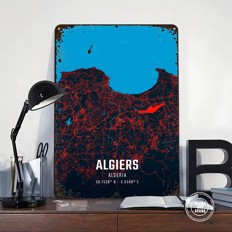 Algiers City Map Metal Poster  - مراجعة Custom Map Poster وسعره