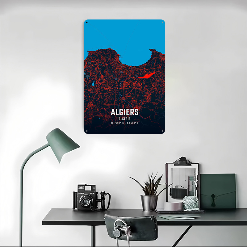Algiers City Map Metal Poster  - مراجعة Custom Map Poster وسعره