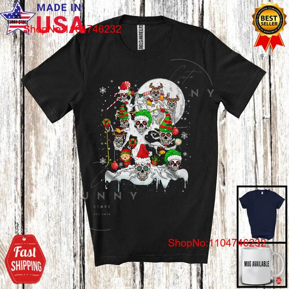 Santa ELF Sugar Skull On X mas - مراجعة Family Tree Print وسعره