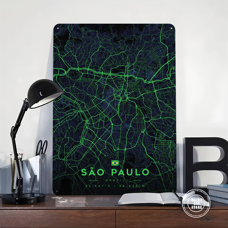 Sao Paulo City Map Art Tin Pos - مراجعة Custom Map Poster وسعره