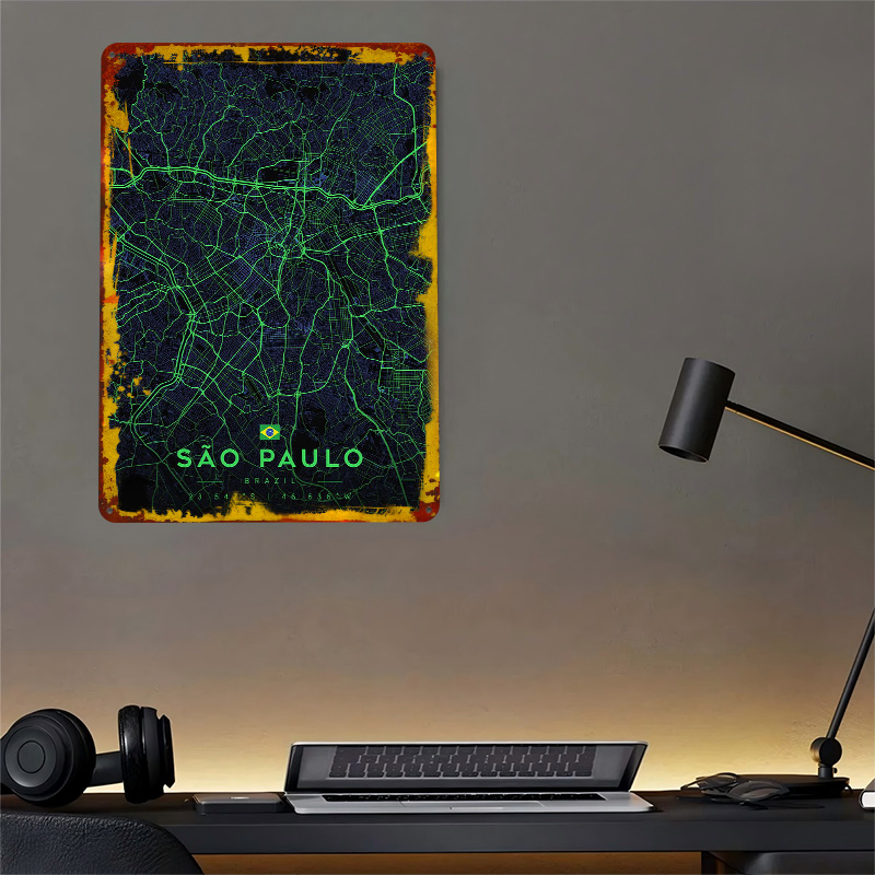 Sao Paulo City Map Art Tin Pos - مراجعة Custom Map Poster وسعره