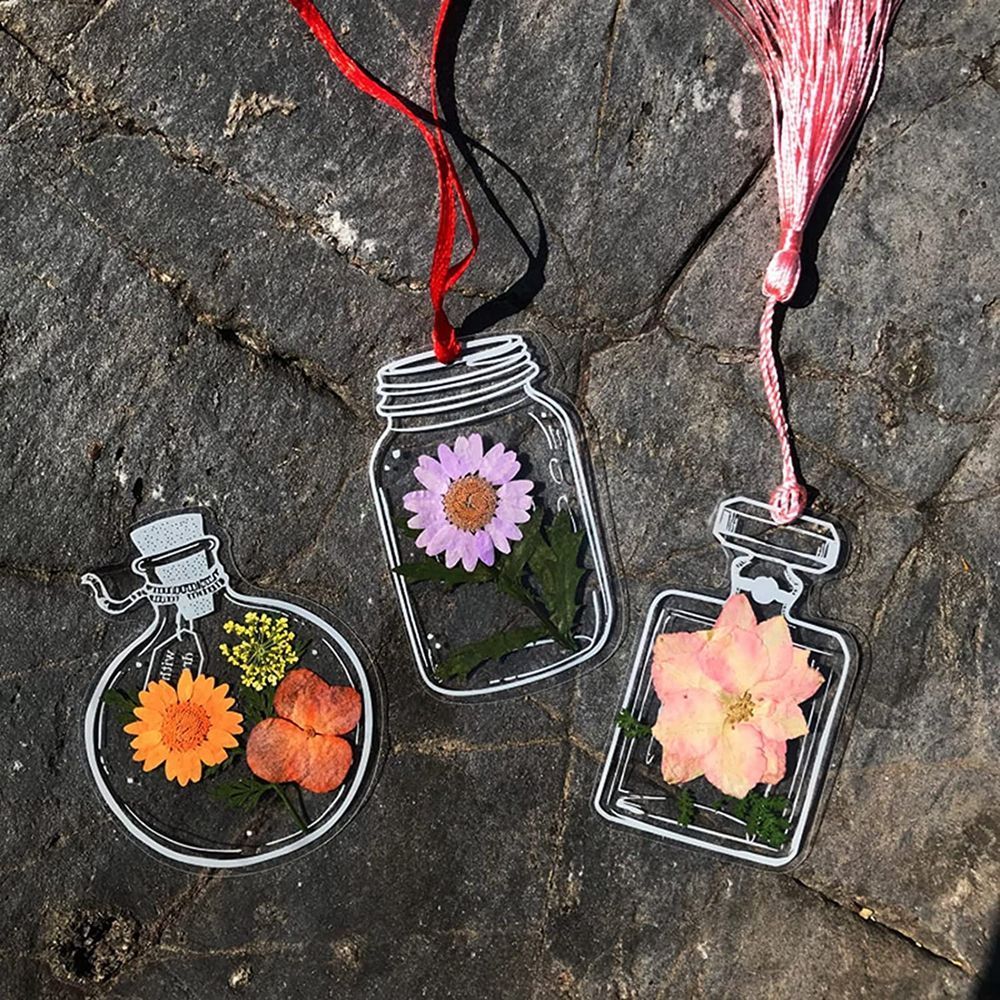 30Pcs Handmade DIY Transparent - مراجعة Dried Flower Bookmark وسعره
