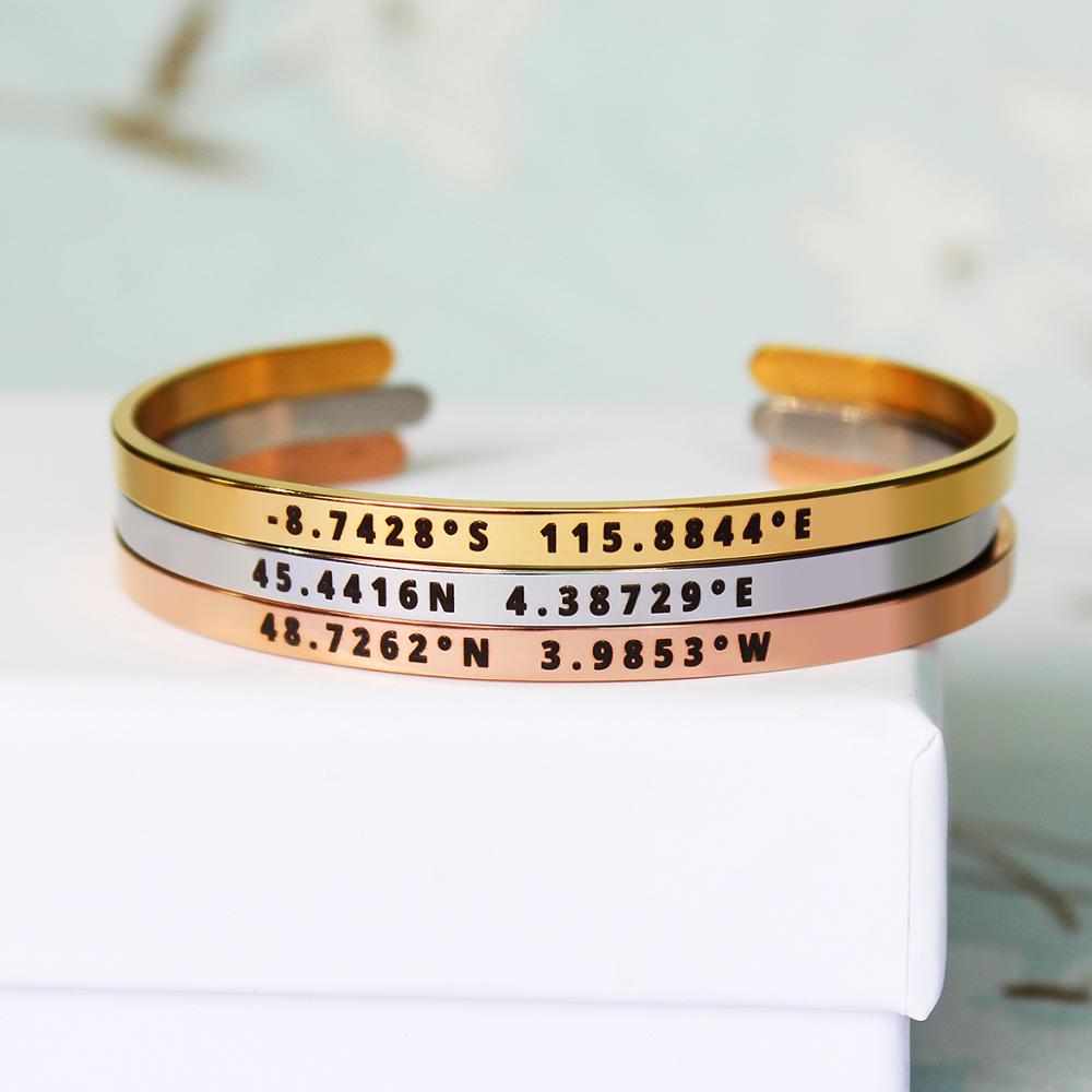 4mm Width Custom Coordinates B - مراجعة Coordinates Bracelet وسعره
