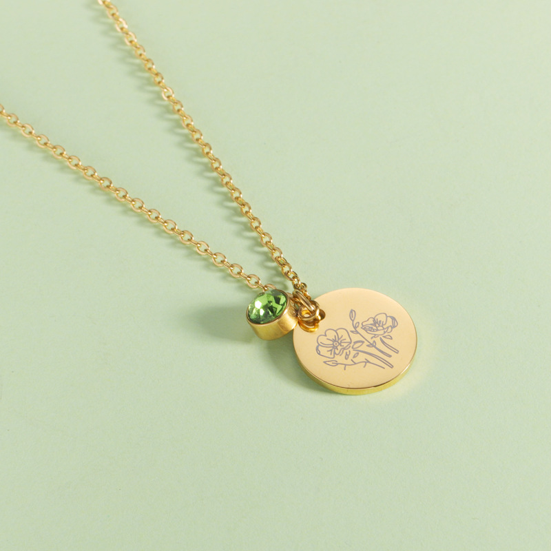 Crystal Birthstone Necklace fo - مراجعة Birth Flower Necklace وسعره