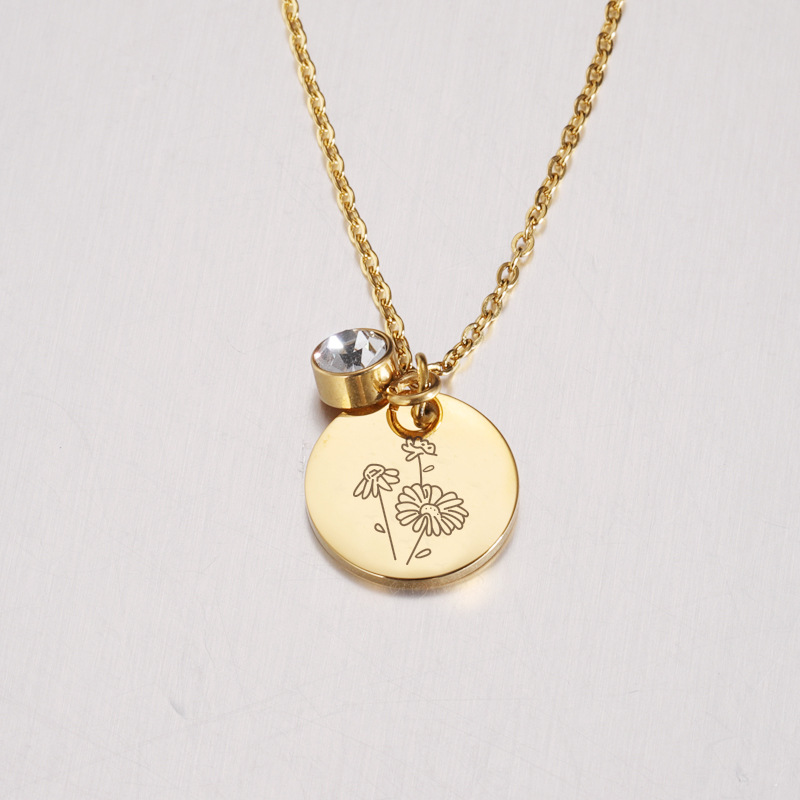 Crystal Birthstone Necklace fo - مراجعة Birth Flower Necklace وسعره