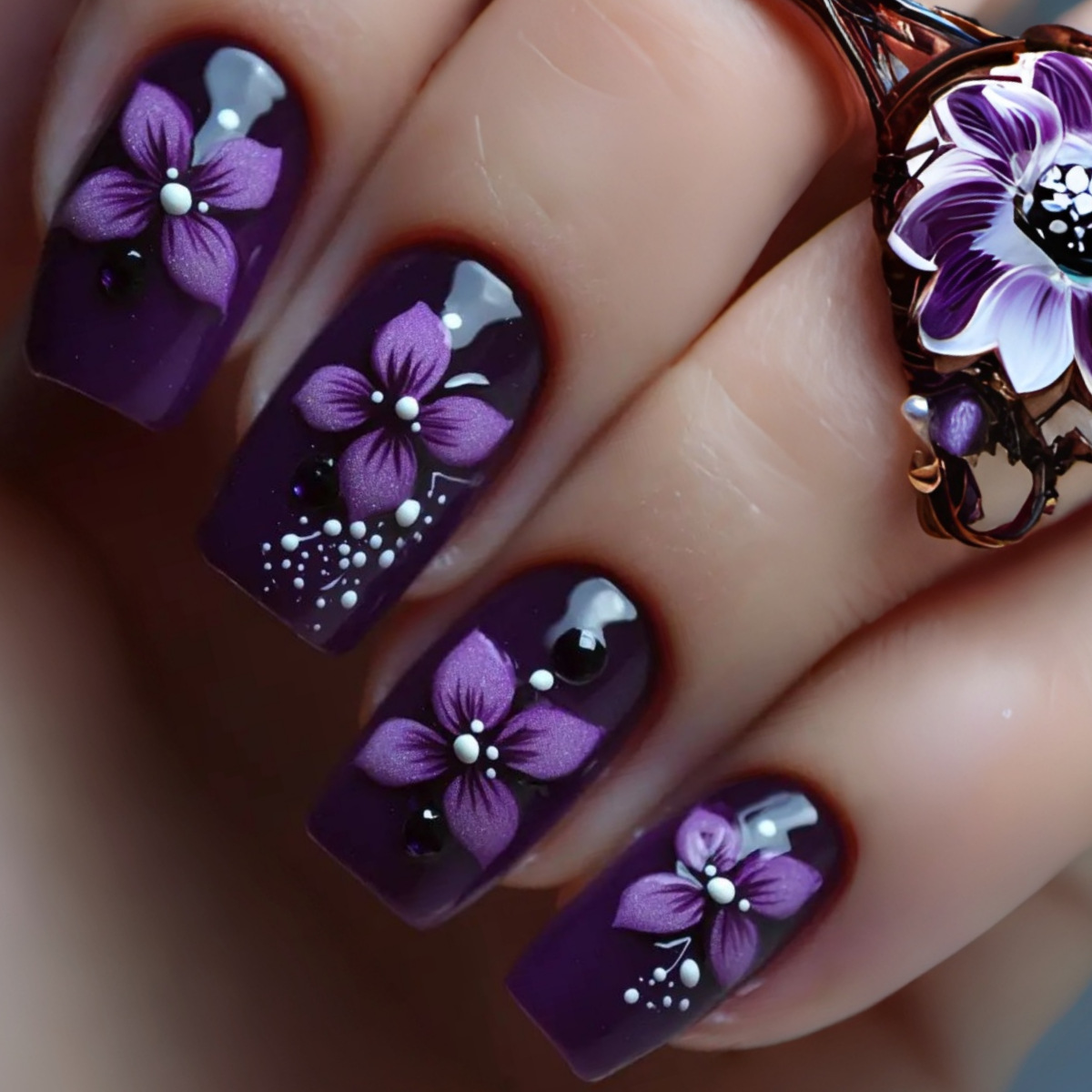 Medium square fake nails for w - مراجعة Pressed Flower Art وسعره