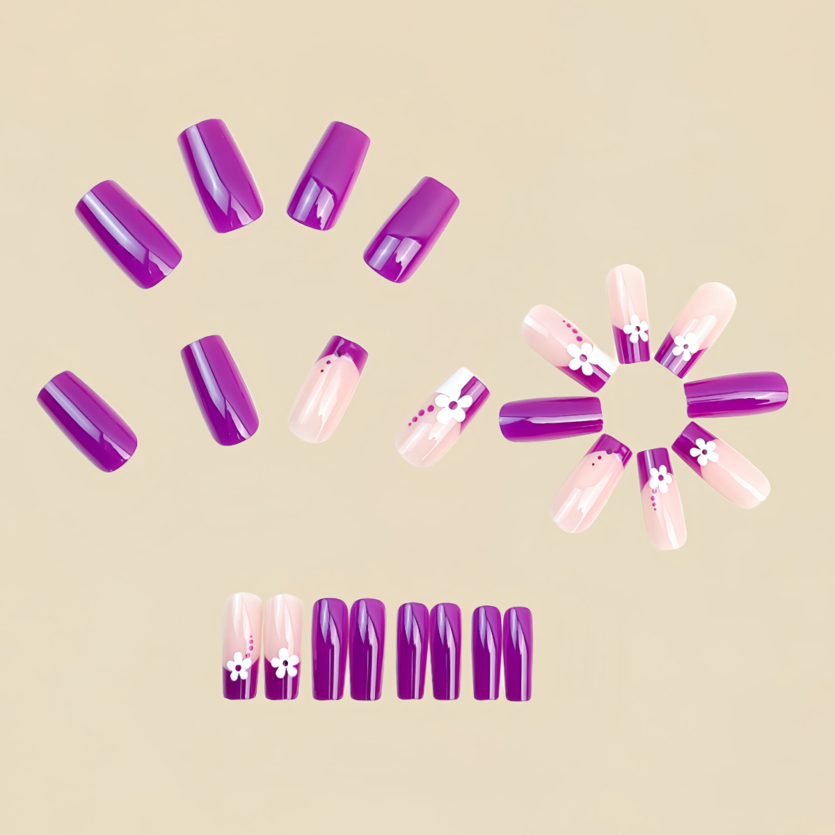 Medium square fake nails for w - مراجعة Pressed Flower Art وسعره