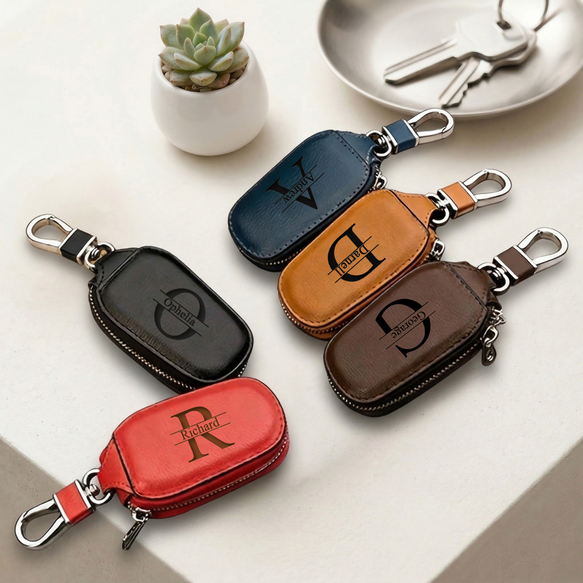 Personalized Custom Zipper Key - مراجعة Monogram Keychain Leather وسعره