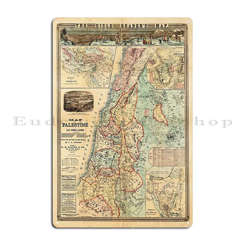 Map Of Palestine And All Bible - مراجعة Custom Map Poster وسعره