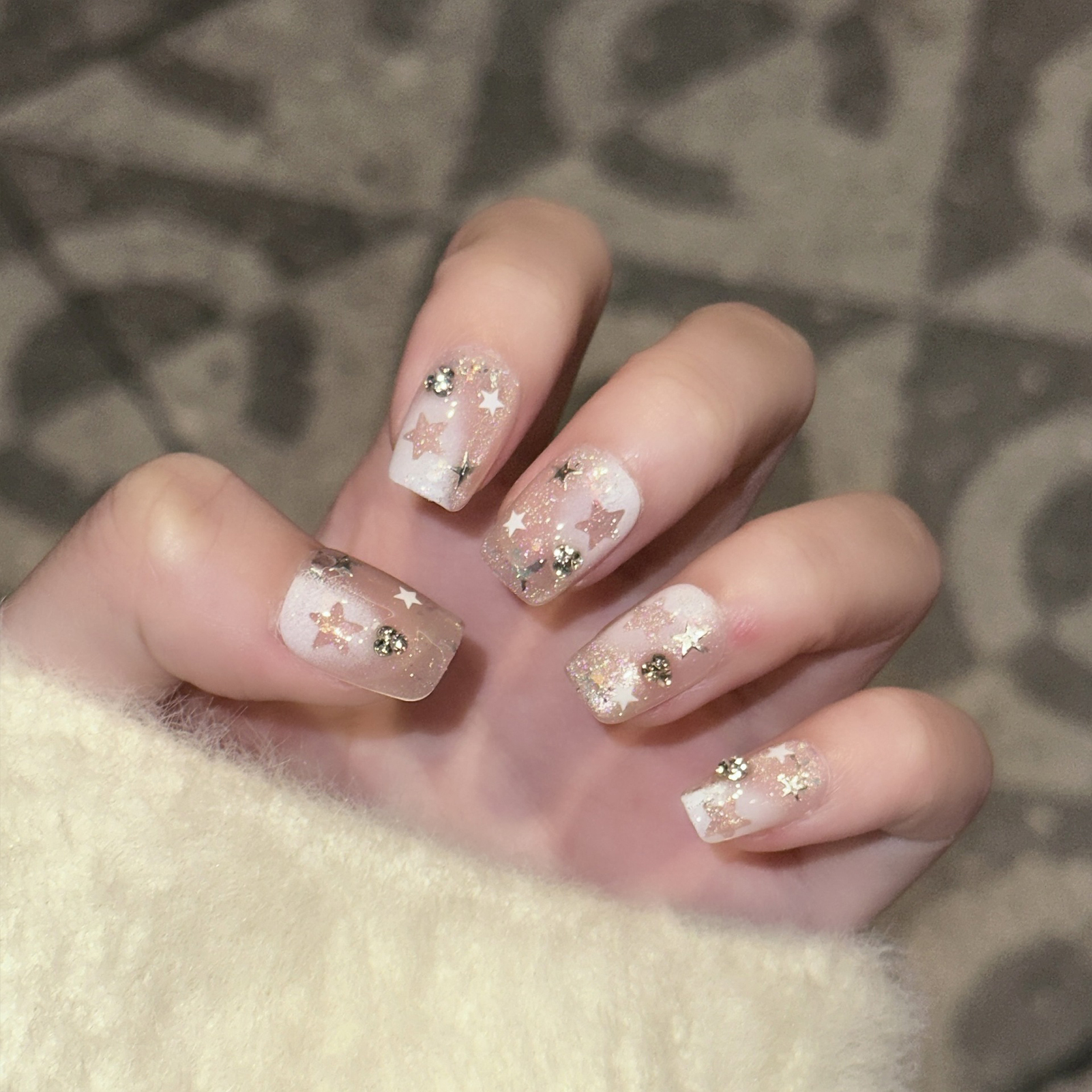 10PCS Short Square Fake Nails  - مراجعة Pressed Flower Art وسعره