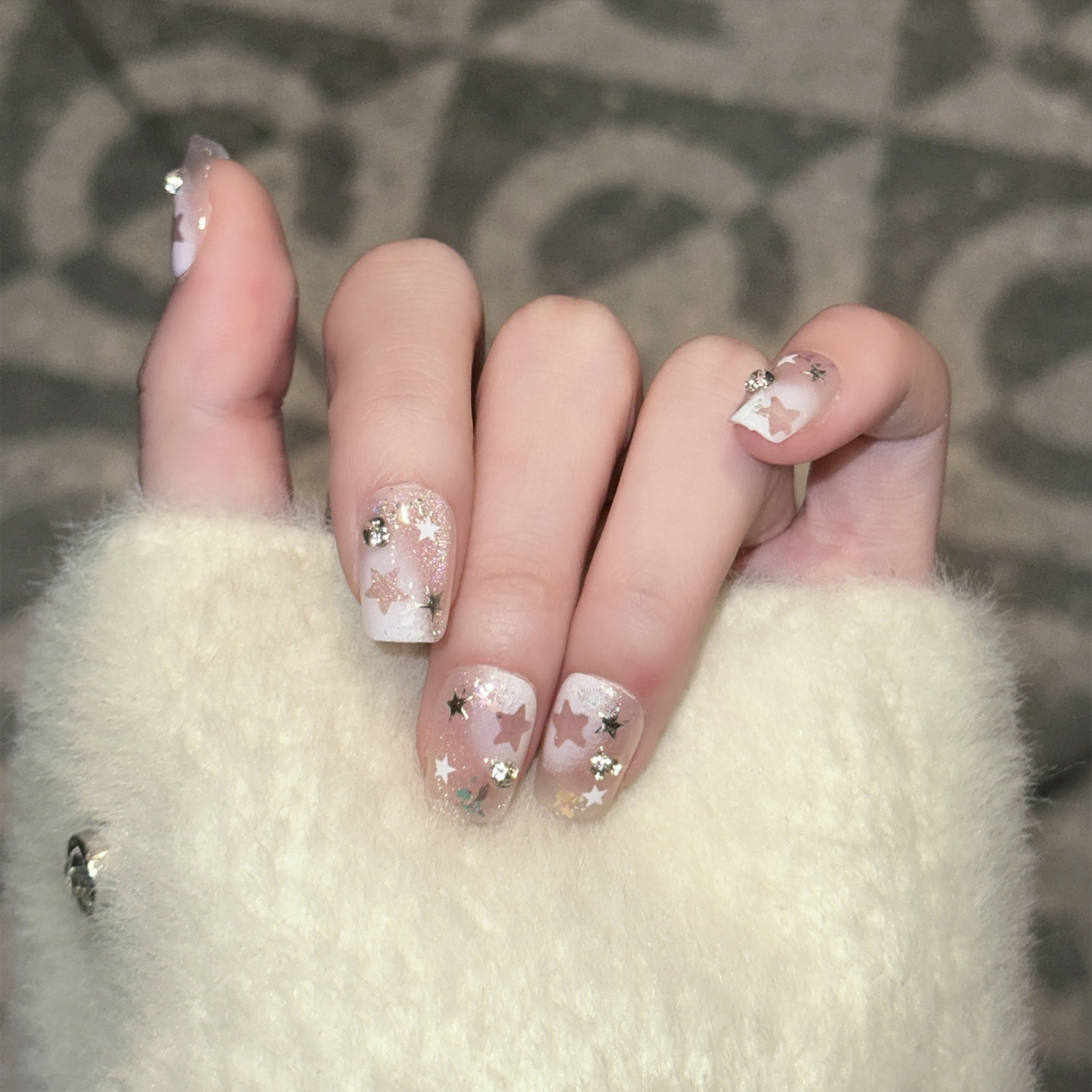 10PCS Short Square Fake Nails  - مراجعة Pressed Flower Art وسعره