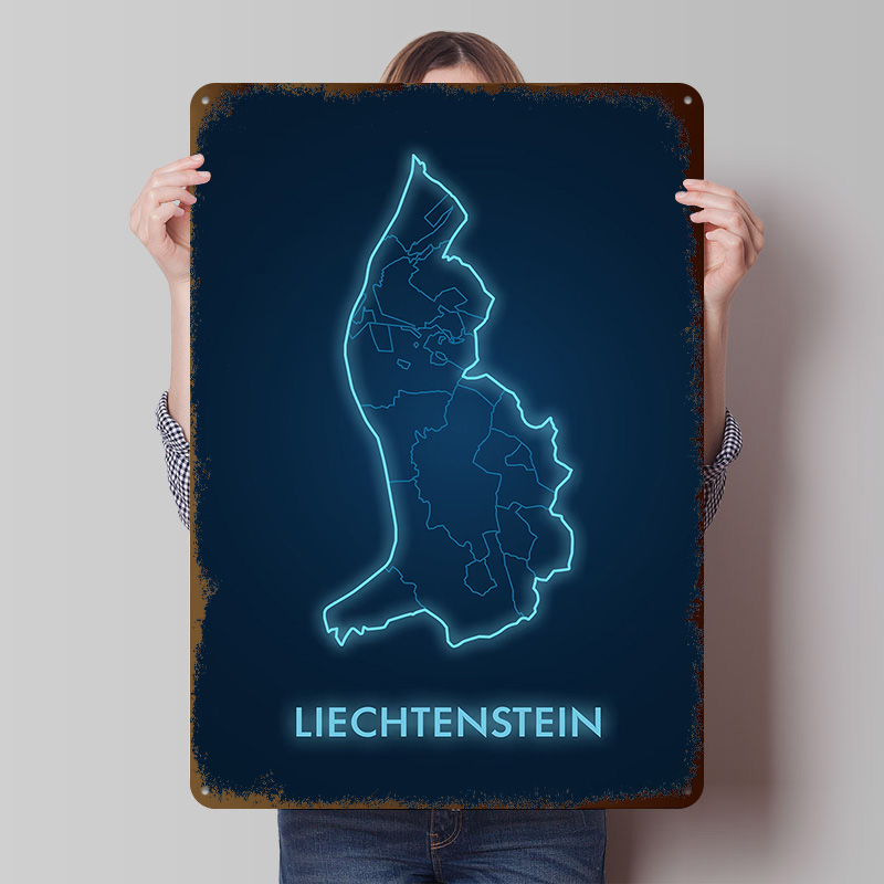 Liechtenstein Map Neon Blue Pr - مراجعة Custom Map Poster وسعره
