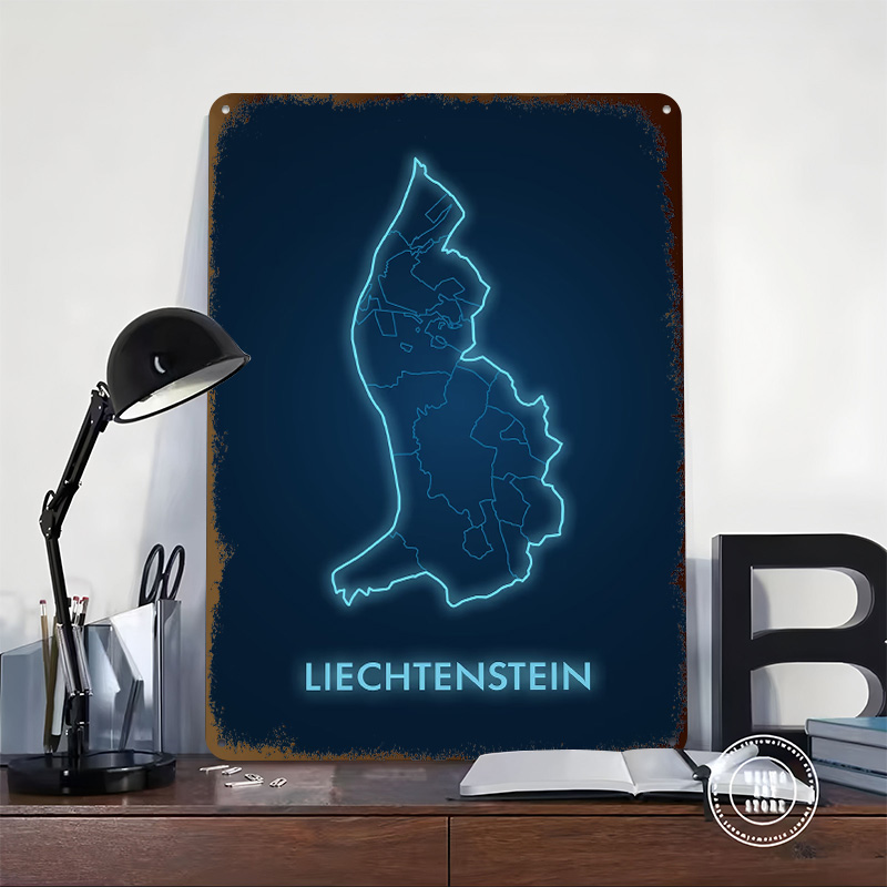 Liechtenstein Map Neon Blue Pr - مراجعة Custom Map Poster وسعره