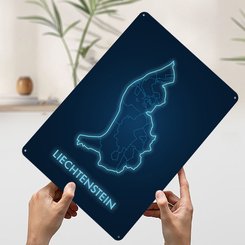 Liechtenstein Map Neon Blue Pr - مراجعة Custom Map Poster وسعره