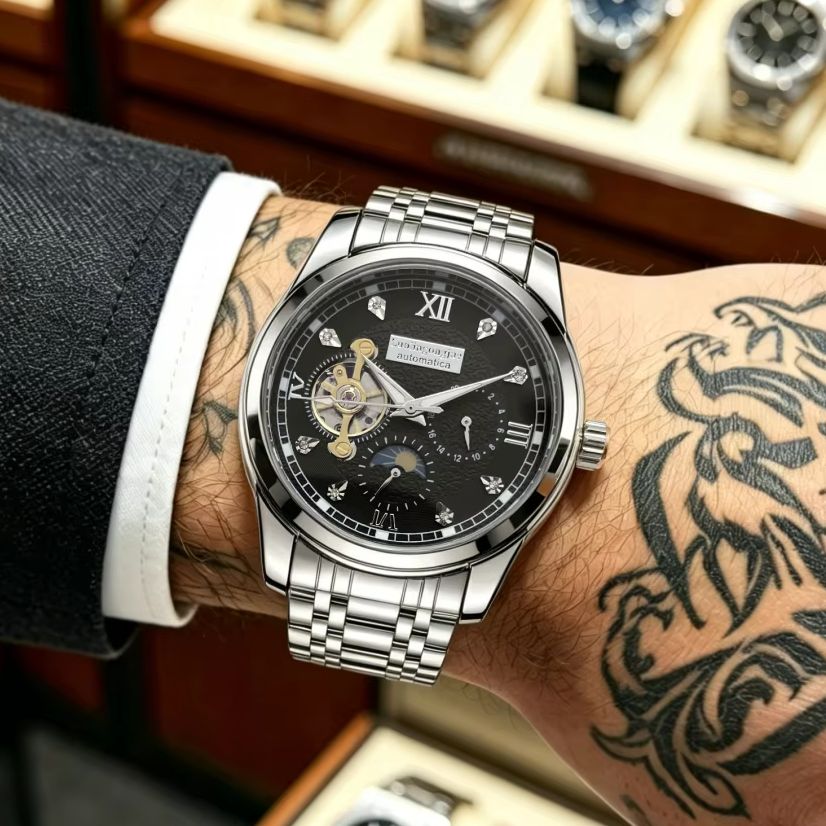 High-End Luxury Men's Automati - مراجعة Custom Night Sky وسعره