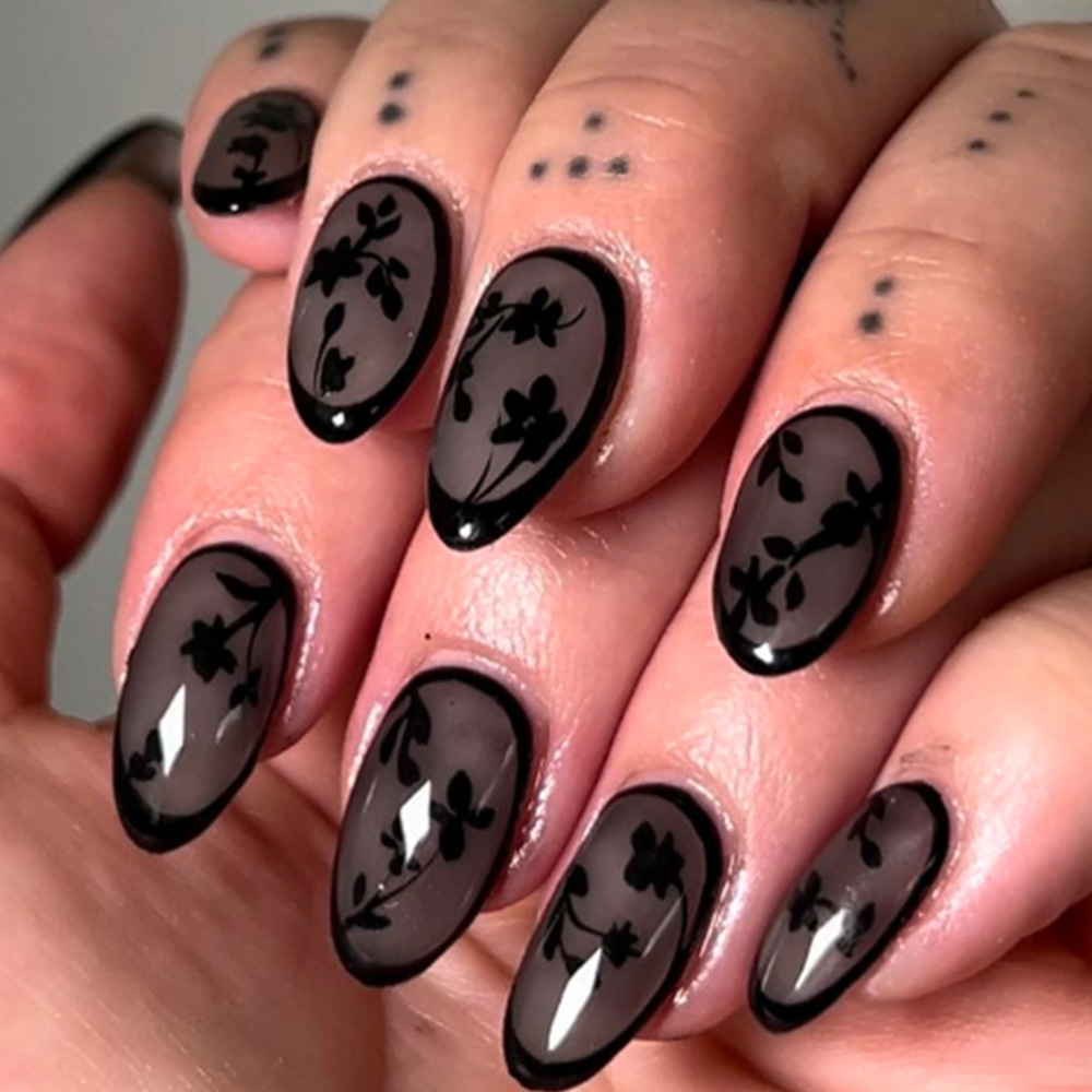 24pcs Leopard Print Brown Nail - مراجعة Pressed Flower Art وسعره