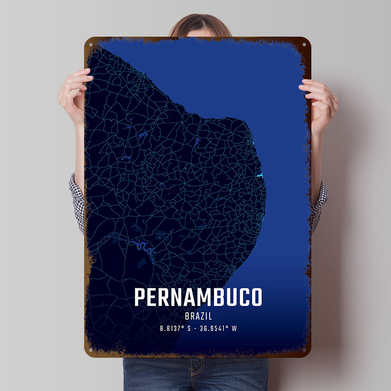Pernambuco Midnight City Map M - مراجعة Custom Map Poster وسعره