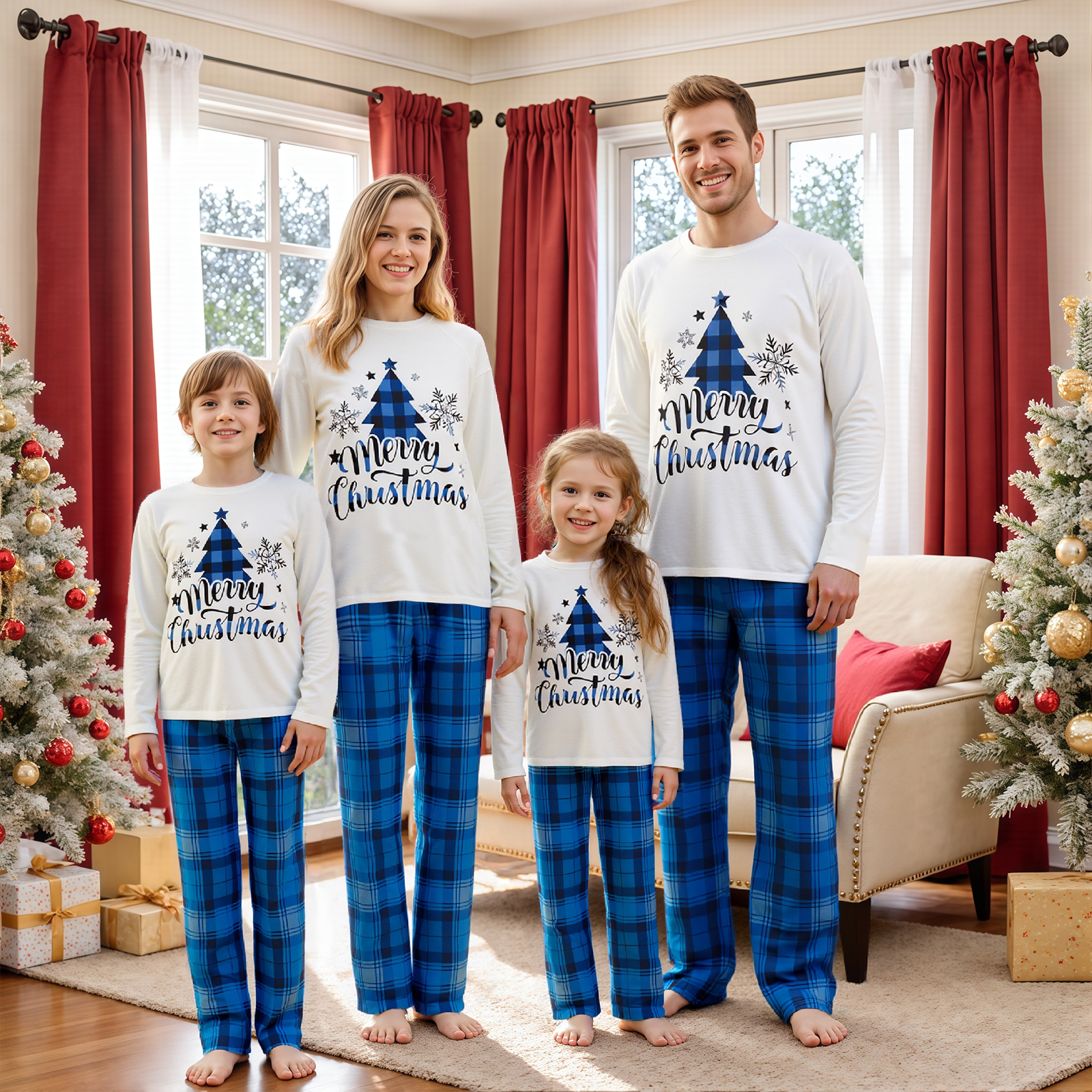 Family Matching Christmas Paja - مراجعة Family Tree Print وسعره