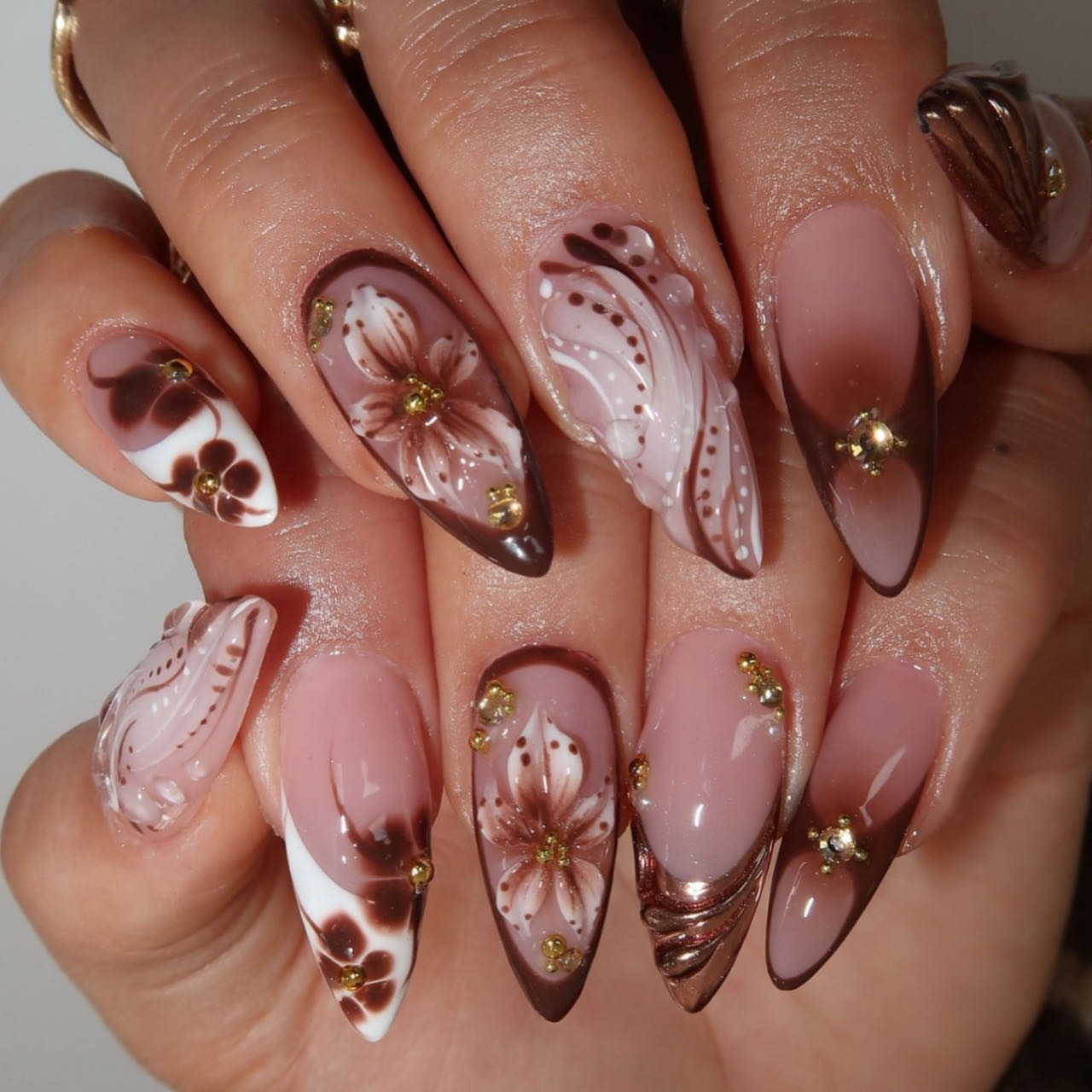 Medium fake nails for women gr - مراجعة Pressed Flower Art وسعره
