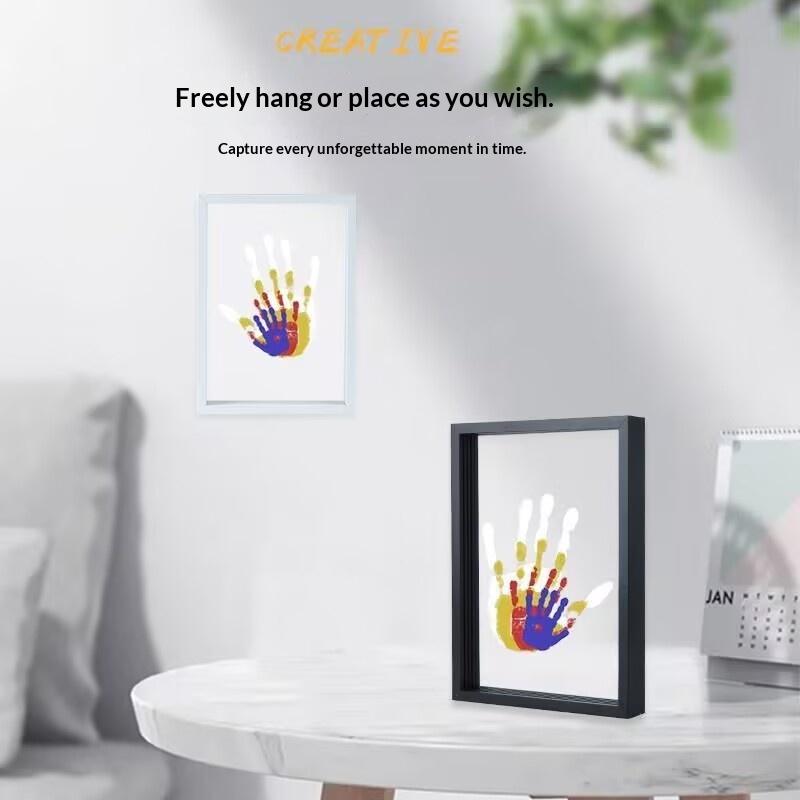 1 Set Family Handprint Photo F - مراجعة Engraved Wood Frame وسعره