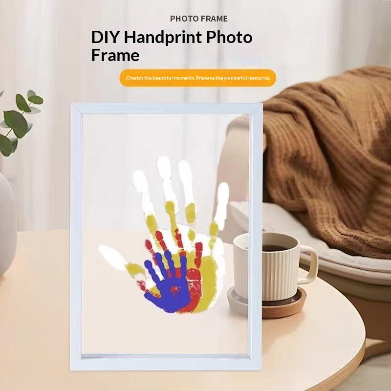 1 Set Family Handprint Photo F - مراجعة Engraved Wood Frame وسعره