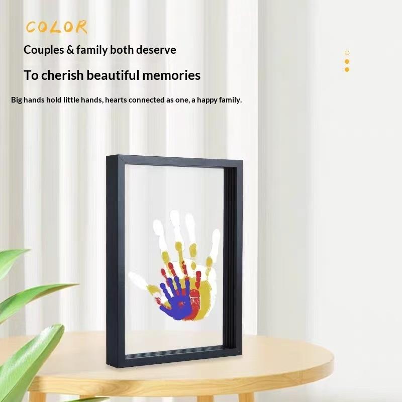 1 Set Family Handprint Photo F - مراجعة Engraved Wood Frame وسعره