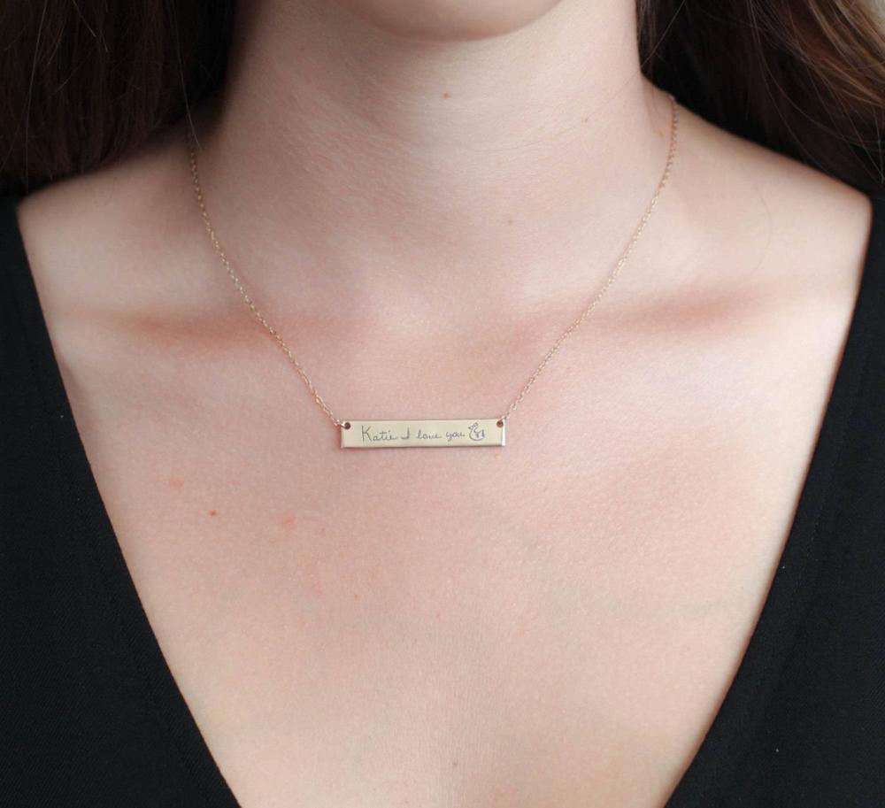 Personalized Custom Actual Han - مراجعة Handwriting Necklace Bar وسعره