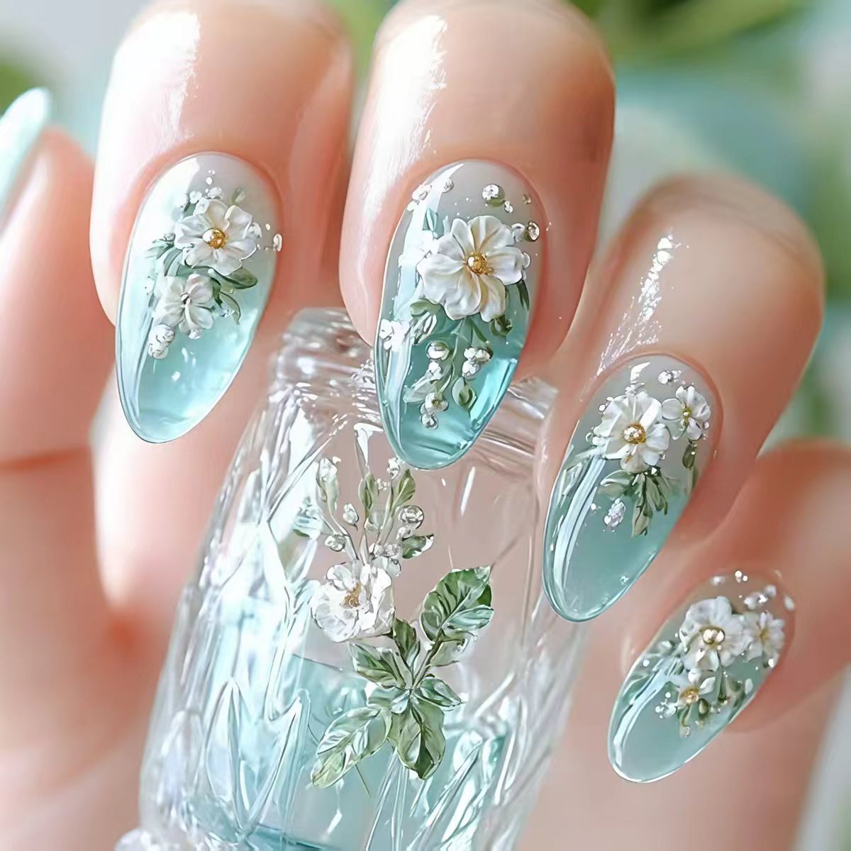 Medium fake nails for women gi - مراجعة Pressed Flower Art وسعره