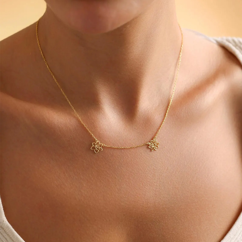 Customized Birth Flowers Neckl - مراجعة Birth Flower Necklace وسعره